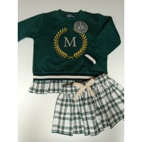 Conjunto falda pantalón y sudadera bordada Mon petit bonbon