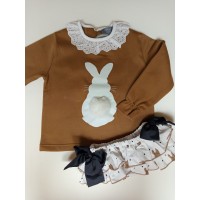 Conjunto sudadera conejo y braga volantes Mon petit bonbon