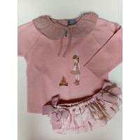 Conjunto sudadera india hoguera y braga volantes Mon petit bonbon