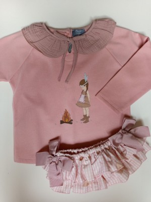 Conjunto sudadera india hoguera y braga volantes Mon petit bonbon