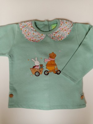 Sudadera verde agua oso bicicleta de Pio pio