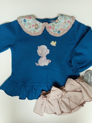 Conjunto sudadera azul gatito Mon petit bonbon