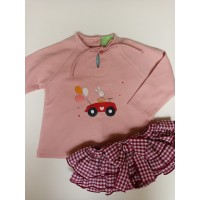 Conjunto sudadera conejo en coche y braga con volante Pio pio