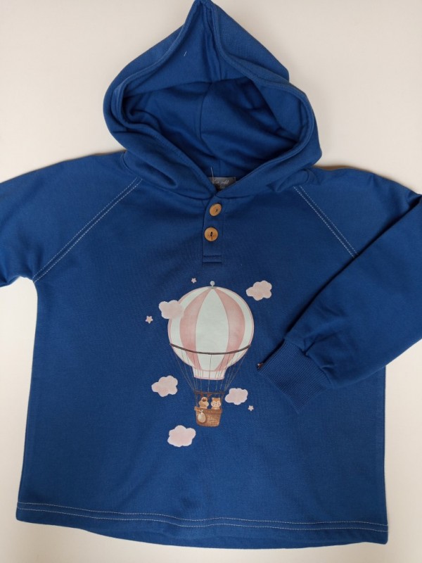 Sudadera unisex capucha azul globo pio pio