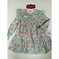 Vestido verde agua casitas Mon petit bonbon