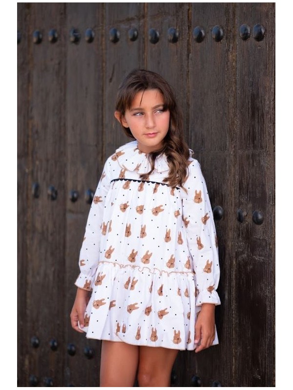 Vestido blanco conejos Mon petit bonbon