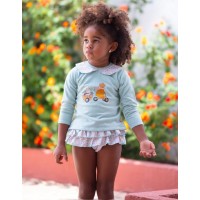 Conjunto sudadera oso verde agua y braga volantes Pio pio