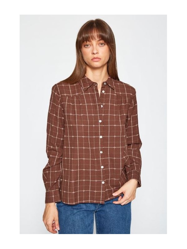 Camisa cuadros marr&oacute;n