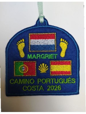 Parche bordado Camino Santiago Portugues personalizado con año y nombre