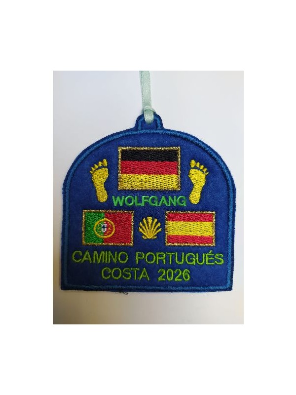 Parche bordado Camino de Santiago portugu&eacute;s costa bandera de Alemania
