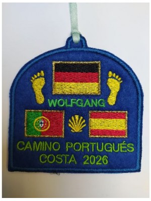 Parche bordado Camino de Santiago portugués costa bandera de Alemania