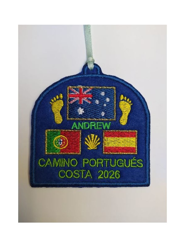 Embroidered patch Camino de Santiago flag Australia with your name and year