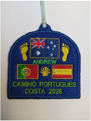 Parche bordado camino portugués costa bandera Australia con tu nombre y año