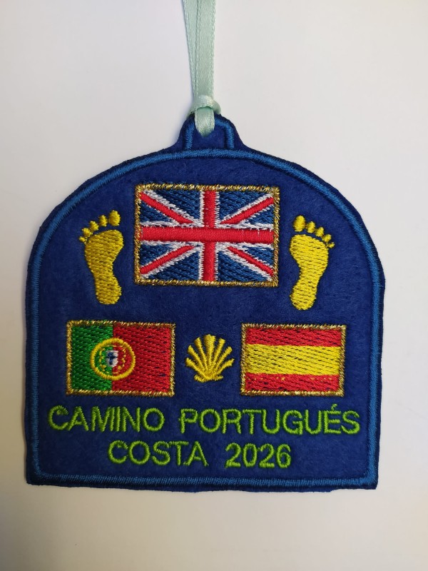 Parche bordado bandera reino unido camino portugues costa con a&ntilde;o
