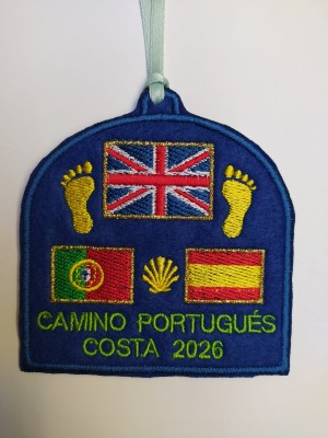 Parche bordado bandera reino unido camino portugues costa con año