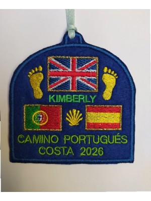 Parche bordado camino portugues costa con año bandera reino unido