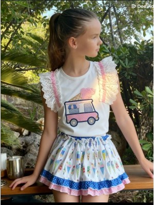 Conjunto camiseta braga falda camión helados Ana Leza