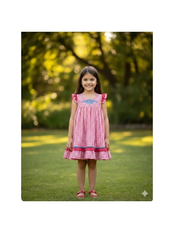 Vestido caser&iacute;o cuadros rojo Ana Leza