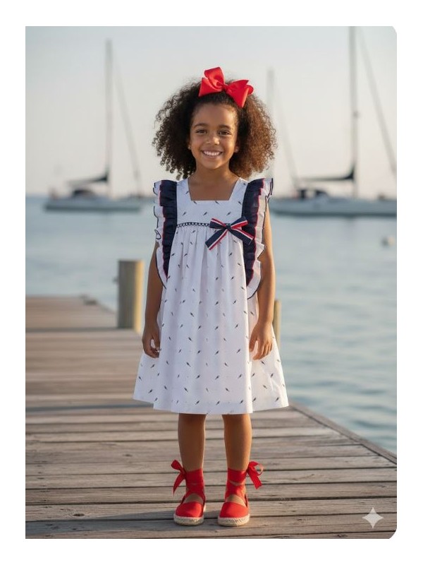 Vestido ni&ntilde;a colibr&iacute; marinero Ana Leza