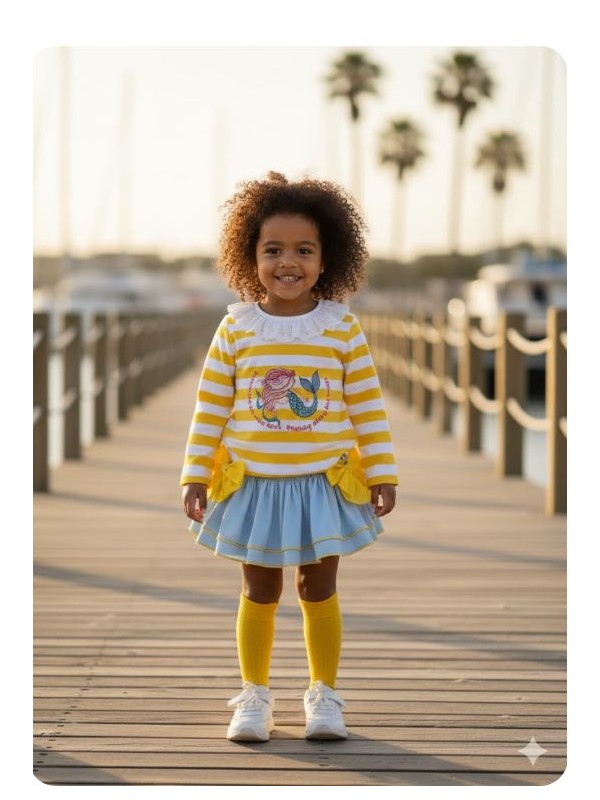 Conjunto sudadera rayas sirena y braga falda Ana Leza