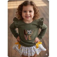 Conjunto sudadera braga falda love mapache