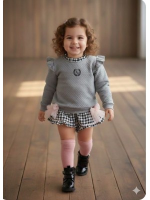 Conjunto sudadera braga falda vichy negro Ana Leza