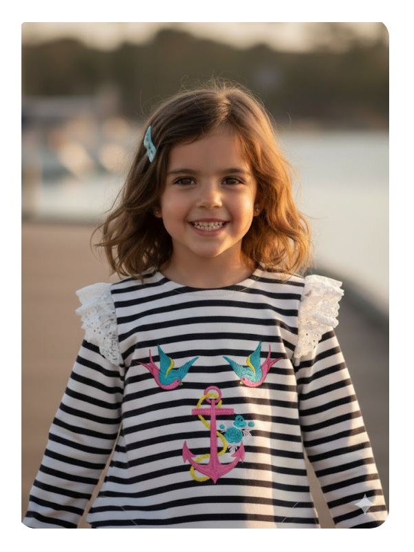 Sudadera marinera bordado golondrinas Ana Leza