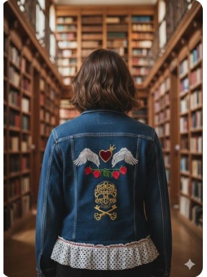 Chaqueta vaquera cazadora alas bordado