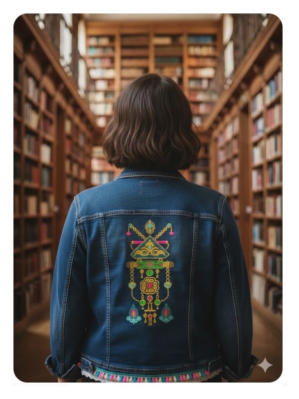 Chaqueta vaquera cazadora hindi bordada