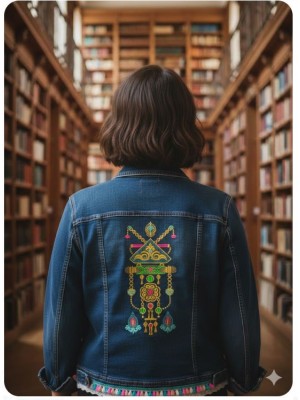 Chaqueta vaquera cazadora hindi bordada