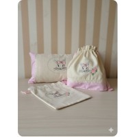 Conjunto cojin +2 bolsas conejita bordada personalizable