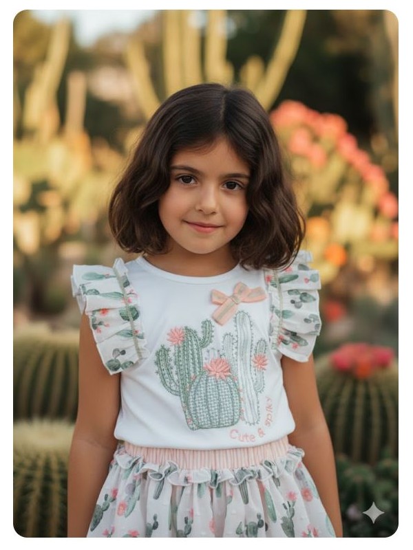 Conjunto camiseta y braga falda cactus Ana Leza