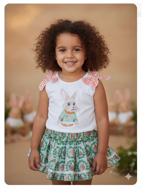 Conjunto camiseta y braga falda rabbit time Ana Leza