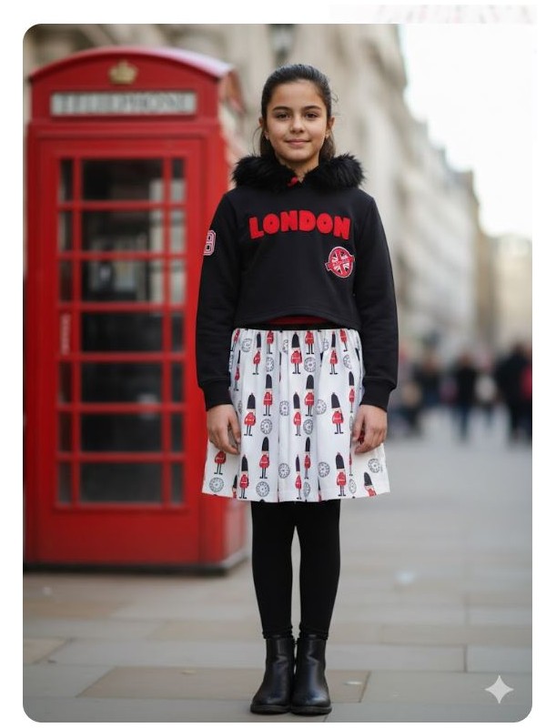 Conjunto sudadera falda soldadito ingles de Mon petit bonbon