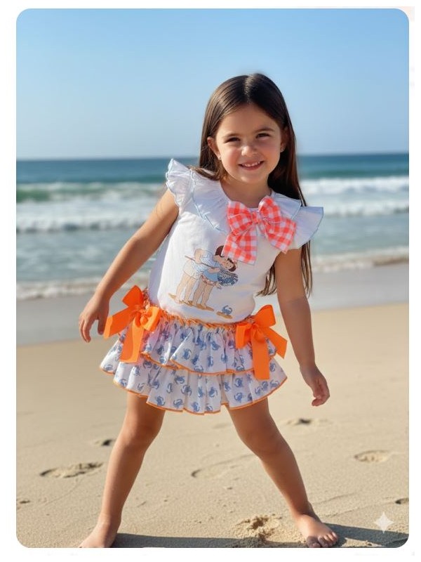 Conjunto camiseta braga falda cangrejos Mon petit bonbon