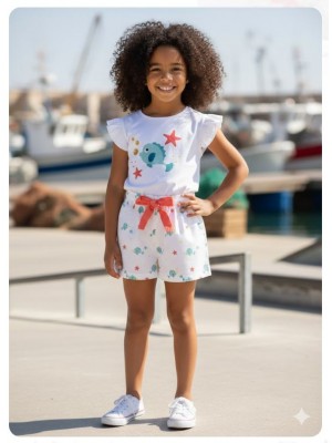 Conjunto camiseta pez short Mon petit bonbon