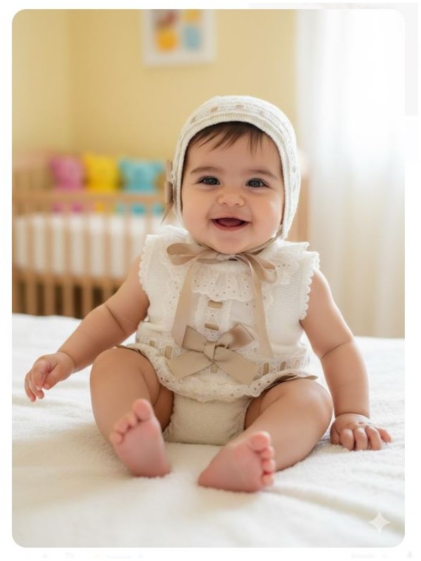 Conjunto bebe punto marfil Nini