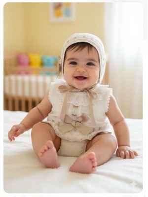 Conjunto bebe punto marfil Nini