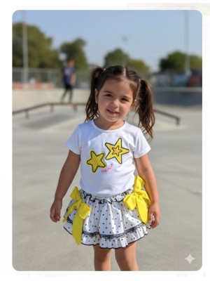 Conjunto camiseta y braga falda estrellas fluor Ana Leza