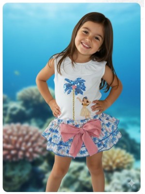 Conjunto camiseta braga falda palmeras Mon petit bonbon