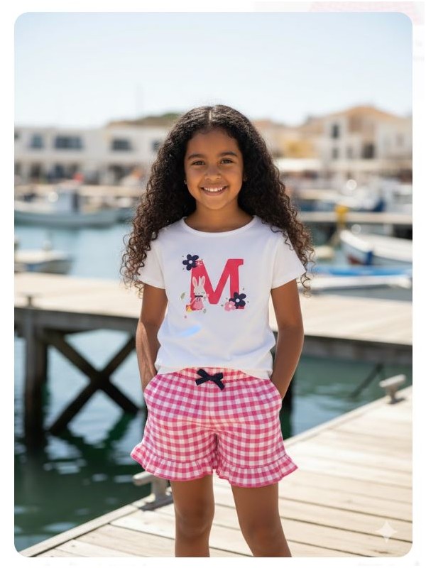 Conjunto camiseta y pantal&oacute;n corto Mon petit bonbon