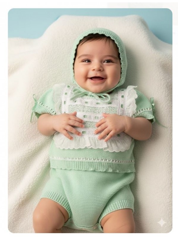 Conjunto bebe punto verde agua Nini
