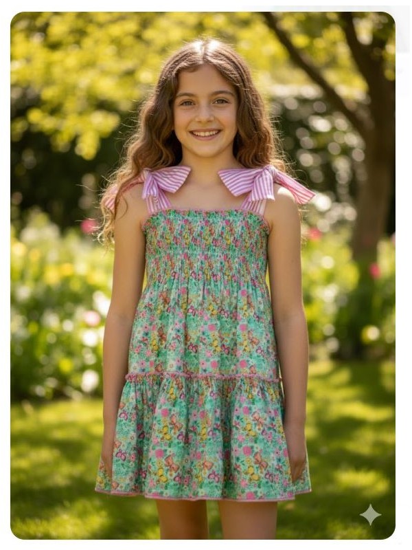 Vestido estampado mariposas Mon petit bonbon tirantes