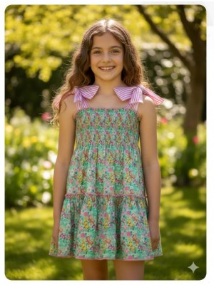 Vestido estampado mariposas Mon petit bonbon tirantes