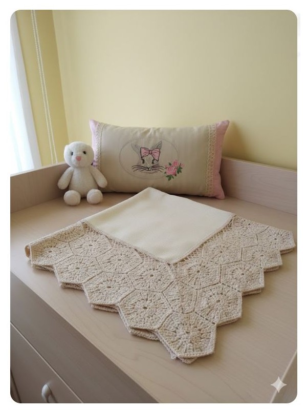 Toca de punto marfil con encajes de Nini