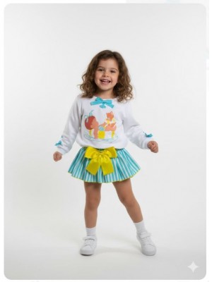 Conjunto sudadera niña flotador braga falda rayas pio pio