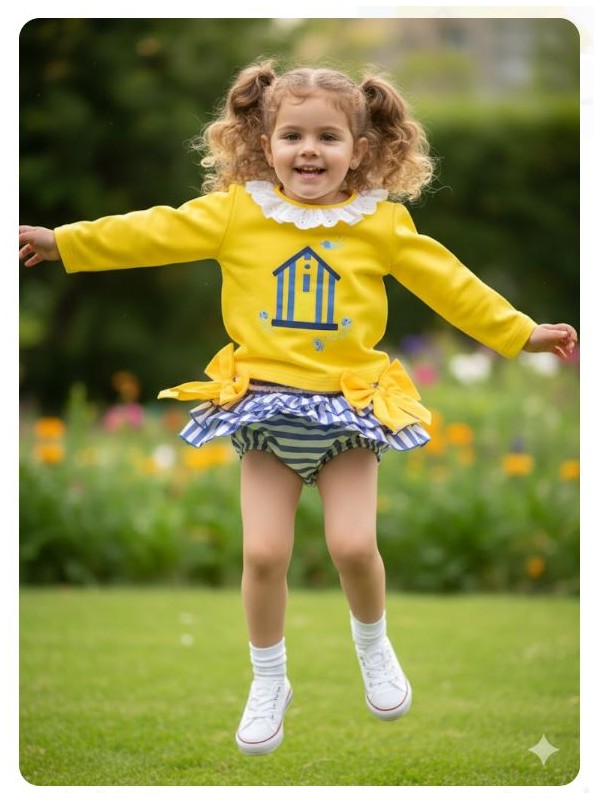 Conjunto sudadera caseta playa y braga falda Mon petit bonbon