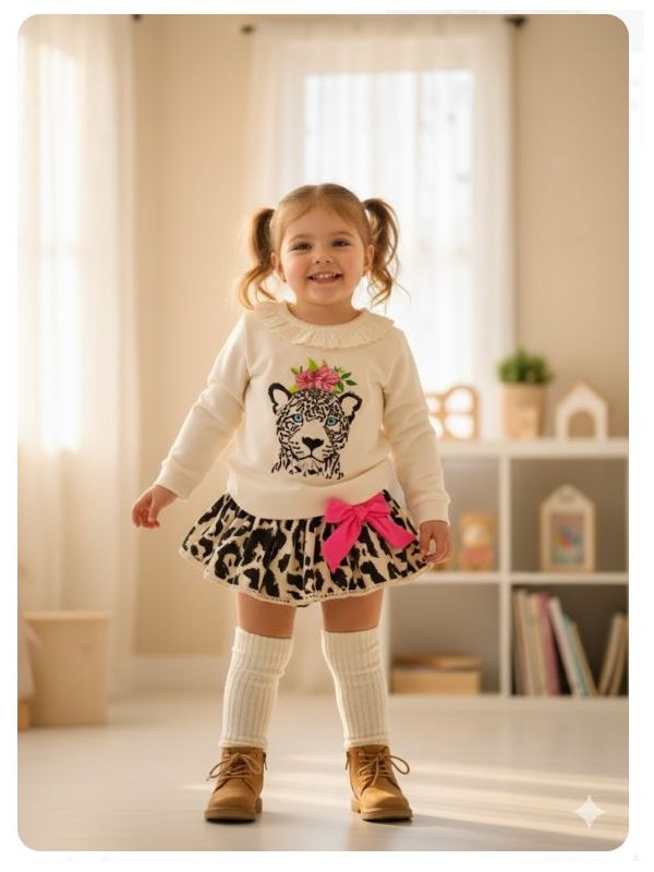 Conjunto leopardo sudadera braga falda Ana Leza