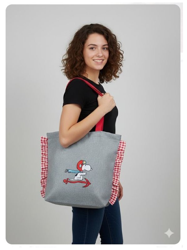 Bolsa Snoopy tejido volantes