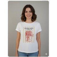 Camiseta lata sardinas blanca algodón